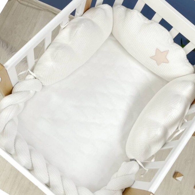 Protectie laterala patut bebecopii 4 piese Norisori milk (1)